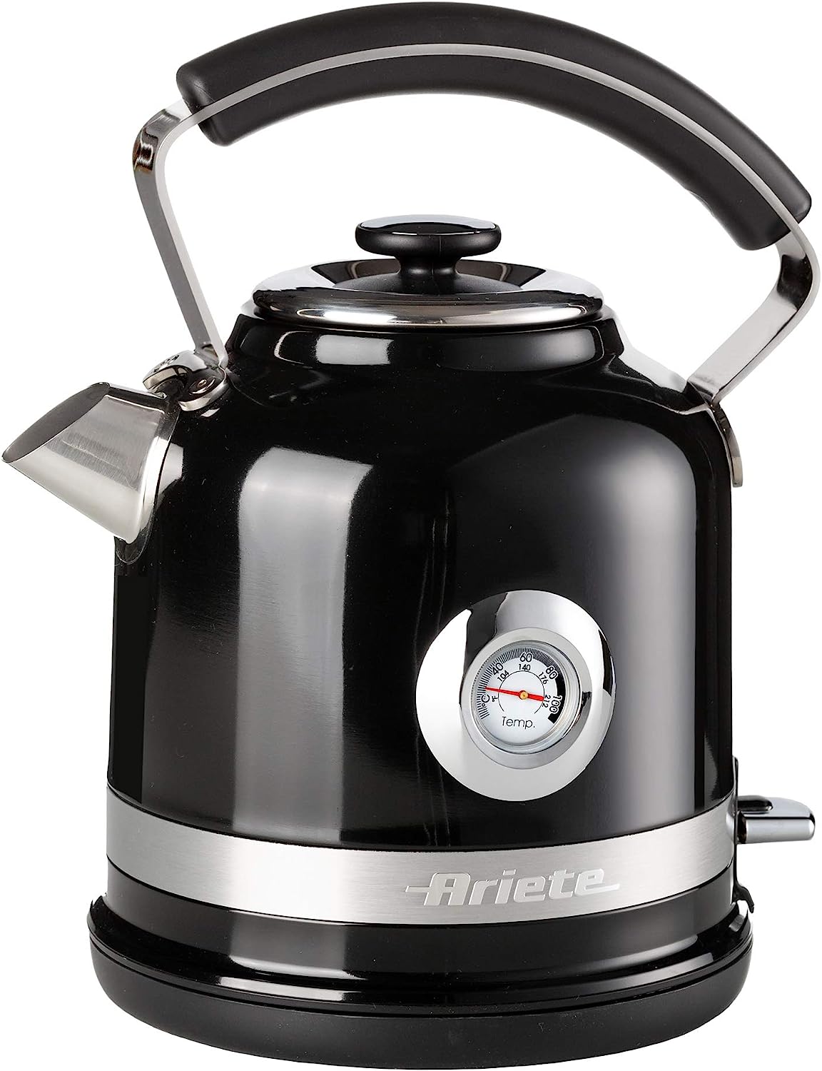 Ariete 2854B Moderna Cordless Electric Kettle, Stainless Steel Body, 1.7 Litre Capacity, Black