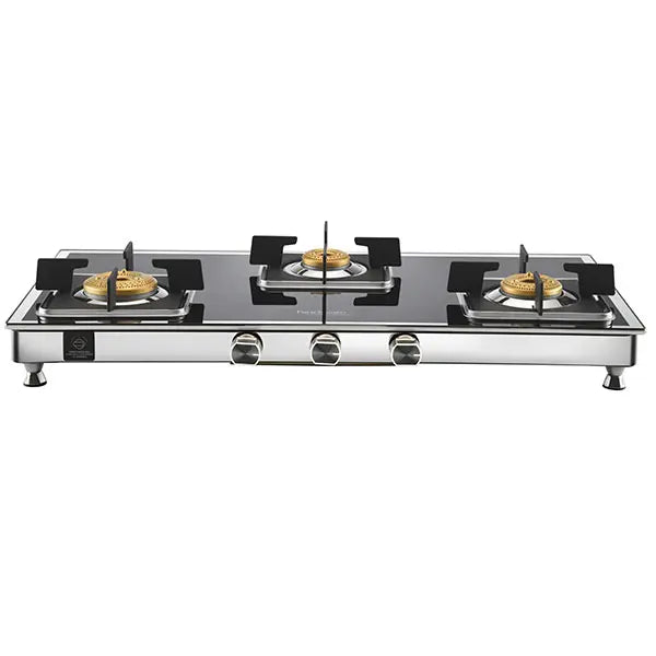 Hindware Dario 3 Burner Gas Stove Auto Ignition Black