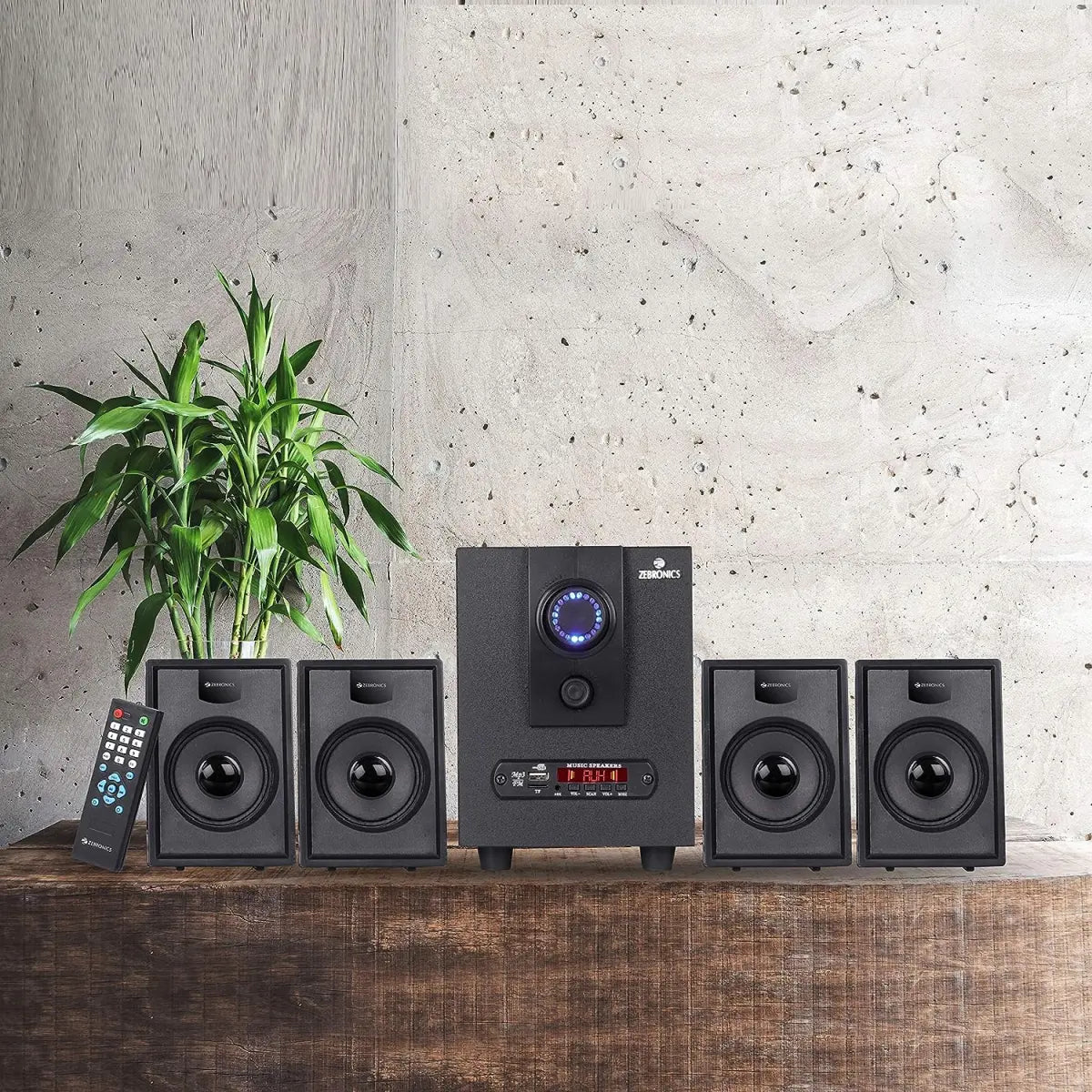 ZEBRONICS ZEB-BT2717 55W 4.1 Multimedia Speaker with Bluetooth Supporting, USB, SD Card, AUX, Built-in FM and Remote Control(Black)
