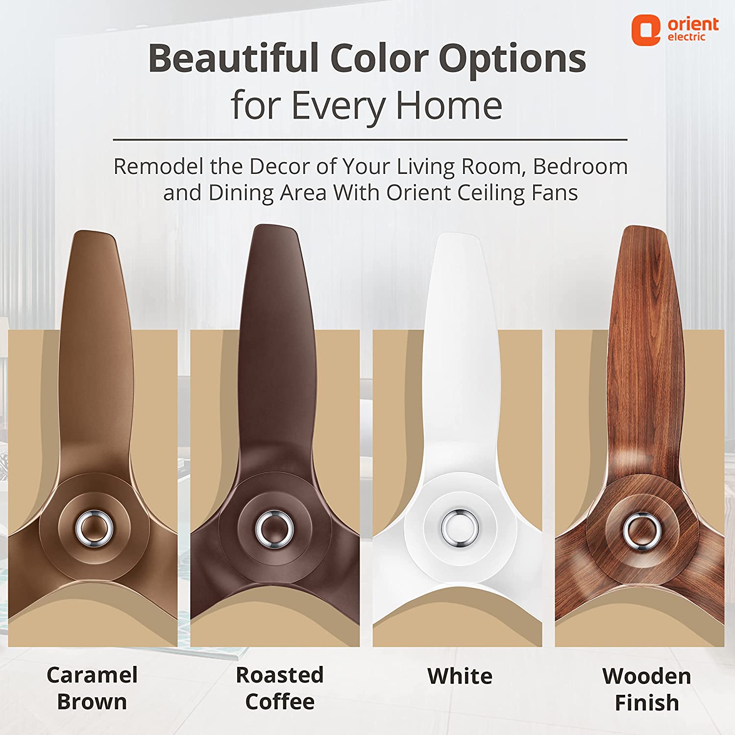 Orient Electric Aeroquiet Noiseless Premium Ceiling Fan ‎Wooden Finish