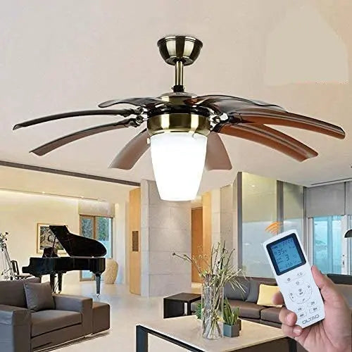 oltao Susan Chandelier fan with BLDC Motor, Reverse Air Flow For Summer winter mode (Metallic Brown)