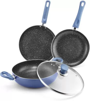 Kutchina Endura Nonstick Combo set Induction Bottom Non-Stick Coated Cookware Set  (PTFE (Non-stick), 4 - Piece)