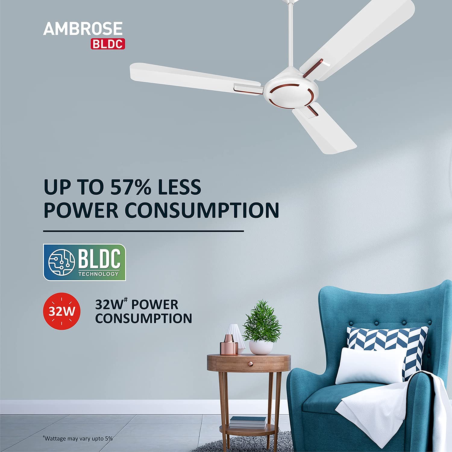 Havells Ambrose BLDC Ceiling Fan Pearl White Wood