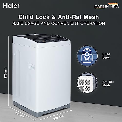 हायर 6.5 किलोग्राम 5 स्टार फुली ऑटोमैटिक टॉप लोड वाशिंग मशीन (HWM65-AE, ओसियेनस वेव ड्रम, 2023 मॉडल, मून लाइट ग्रे)