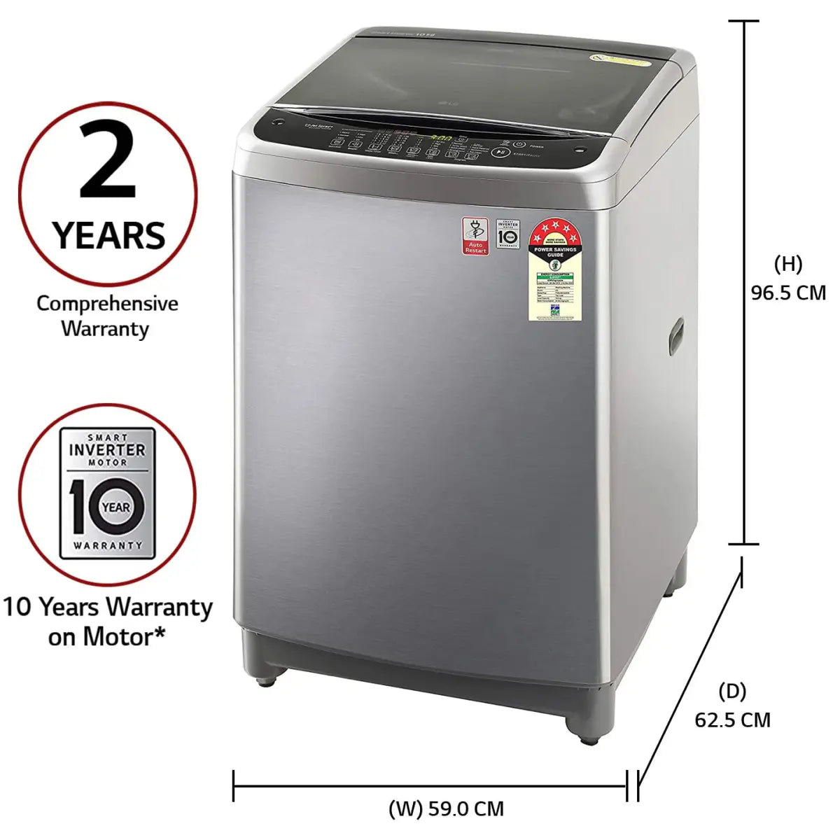 LG 10 Kg Inverter Fully-Automatic Top Loading Washing Machine (T10SJSS1Z, Free Silver)